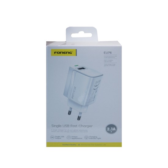 Adaptador Foneng EU76 USB-A 2.1A Branco